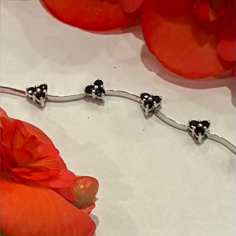 Sweet Sapphire Bracelet in 10Karat White Gold Perfect For A Small Wrist 61/2 in